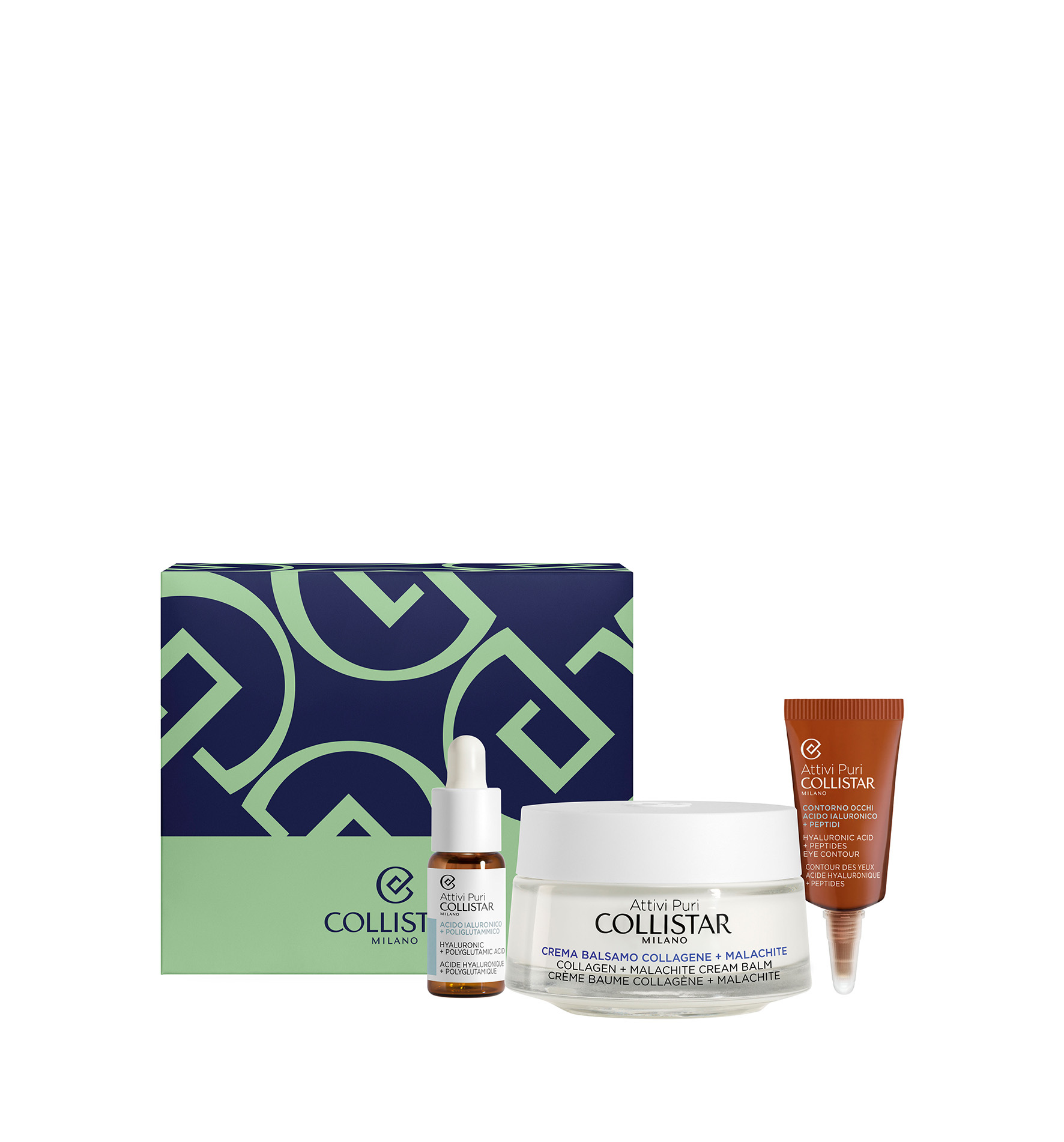 COFANETTO ATTIVI PURI CREMA BALSAMO COLLAGENE + MALACHITE 50ml - Idee Regalo | Collistar - Shop Online Ufficiale