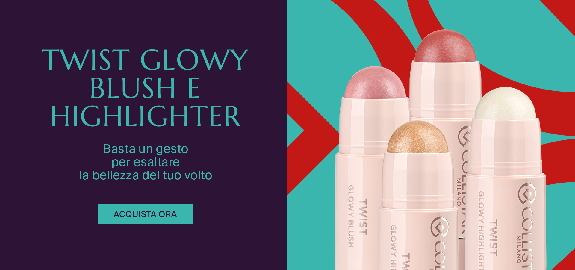TWIST GLOWY BLUSH E HIGHLIGHTER - Basta un gesto per esaltare la bellezza del tuo volto